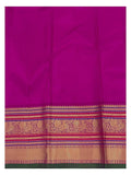 Mustard Pure Silk Saree with Magenta Peacock Border