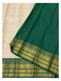 Off-White Handwoven Kanchipuram Silk Saree with Emerald Green Zari Border