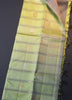 Apple Green Saree with Contrast Grey Border, Bhel Dhari Weave, Poo Chakram & Annapakshi Butta, and Mayil Motif Accents