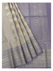 Pure Silk Double Warp Saree - Dusty Mauve with Purple Zari Border front view