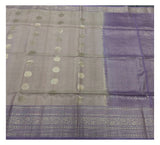 Pure Silk Double Warp Saree - Dusty Mauve with Purple Zari Border front view