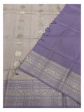 Pure Silk Double Warp Saree - Dusty Mauve with Purple Zari Border