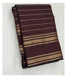 Pure Silk Saree - Deep Maroon with Gold Woven Border front view