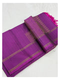 Pure Silk Saree - Double Warp Magenta with Zari Border front view