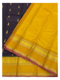 Pure Silk Saree in Deep Plum with Mustard Zari Border