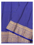Pure Silk Saree in Royal Blue with Gold Zari Checks and Peacock Border