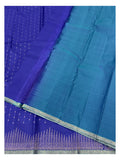 Pure Silk Saree in Royal Blue with Teal Contrast Pallu and Gold Woven Border
