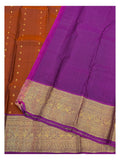 Pure Silk Saree in Rust Brown with Magenta Zari Border