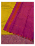 Pure Silk Saree - Mustard with Contrast Pink Woven Border