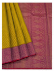 Pure Silk Saree - Mustard with Contrast Pink Woven Border