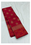 Pure Silk Saree - Red with Gold-Toned Buttas and Floral Pallu