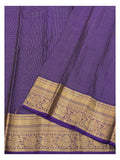 Close-up of the royal purple saree body and gold zari border