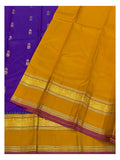 Pure Silk Saree - Royal Purple with Mustard Zari Border front view
