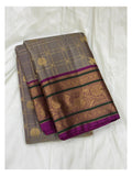 Pure Silk Saree with Zari Checks and Contrast Border front view
