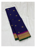 Royal Blue Handwoven Kanchipuram Silk Saree with Contrast Magenta Pallu