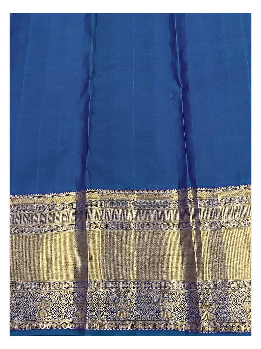 Royal Blue Handwoven Kanchipuram Silk Saree with Gold Butta Motifs and Antique Zari Border