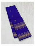 Royal Blue Handwoven Kanchipuram Silk Saree with Gold-Toned Woven Border
