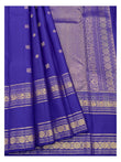 Royal Blue Handwoven Kanchipuram Silk Saree with Gold-Toned Woven Border
