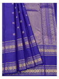Royal Blue Handwoven Kanchipuram Silk Saree with Gold-Toned Woven Border