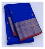 Royal Blue Handwoven Kanchipuram Silk Saree with Gold Zari Border front view