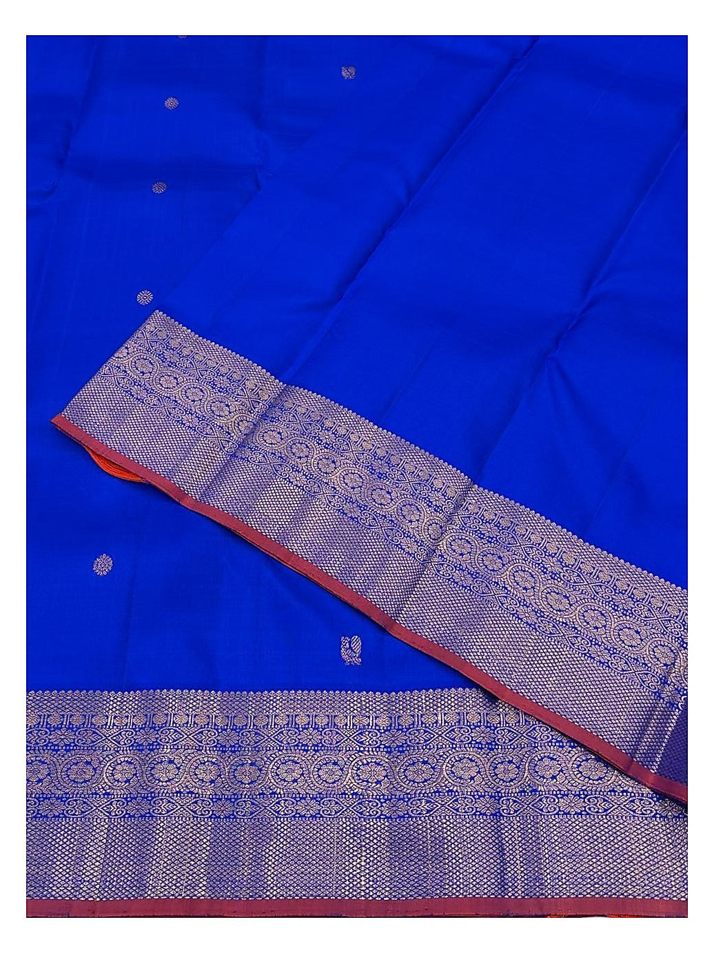 Royal Blue Handwoven Kanchipuram Silk Saree with Gold Zari Border