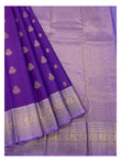 Royal Purple Handwoven Kanchipuram Silk Saree with Peacock Border and Lavender Pallu