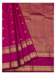 Silk Mark Certified Handwoven Kanchipuram Silk Saree in Deep Pink with Gold-Toned Elephant Border