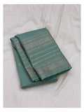 Silk Mark Certified Handwoven Kanchipuram Silk Saree in Seafoam Green with Silver-Toned Woven Border front view