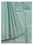 Silk Mark Certified Handwoven Kanchipuram Silk Saree in Seafoam Green with Silver-Toned Woven Border