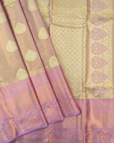 Pastel Pink Wedding Silk Saree with Floral Zari Buttas