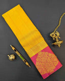 Mango Yellow Saree with Contrast Paisley-Floral Border