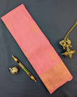 Traditional Pink Bridal Kancheepuram Silk Saree featuring Leaf buttas and Chakra Border