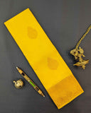 Mango Yellow Floral Zari Buttas with Detailed Embellished Pallu