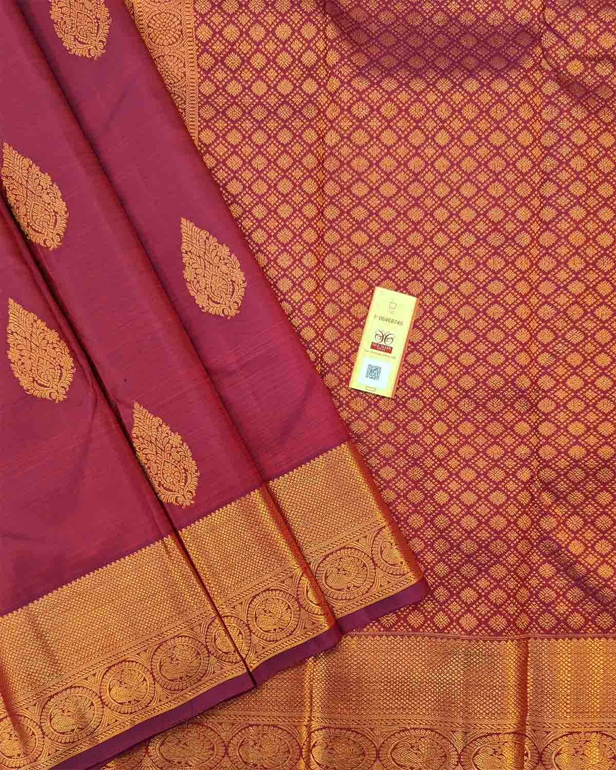  Elegant brown silk saree with leaf buttas for weddings