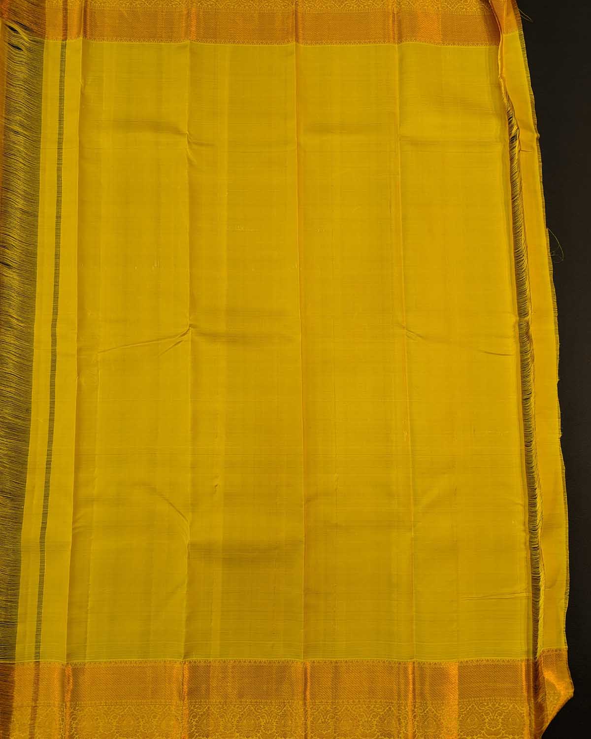 Mango Yellow Floral Zari Buttas with Detailed Embellished Pallu