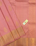 Traditional Pink Bridal Kancheepuram Silk Saree featuring Leaf buttas and Chakra Border