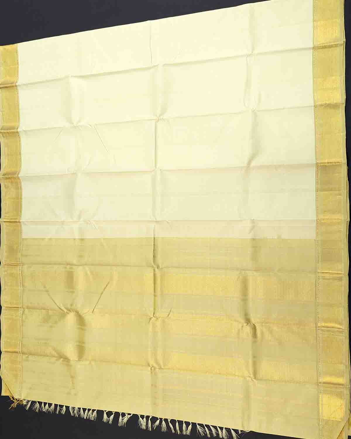 Classic Kancheepuram Wedding Silk Sarees In Sandal With Intricate Gold Pallu