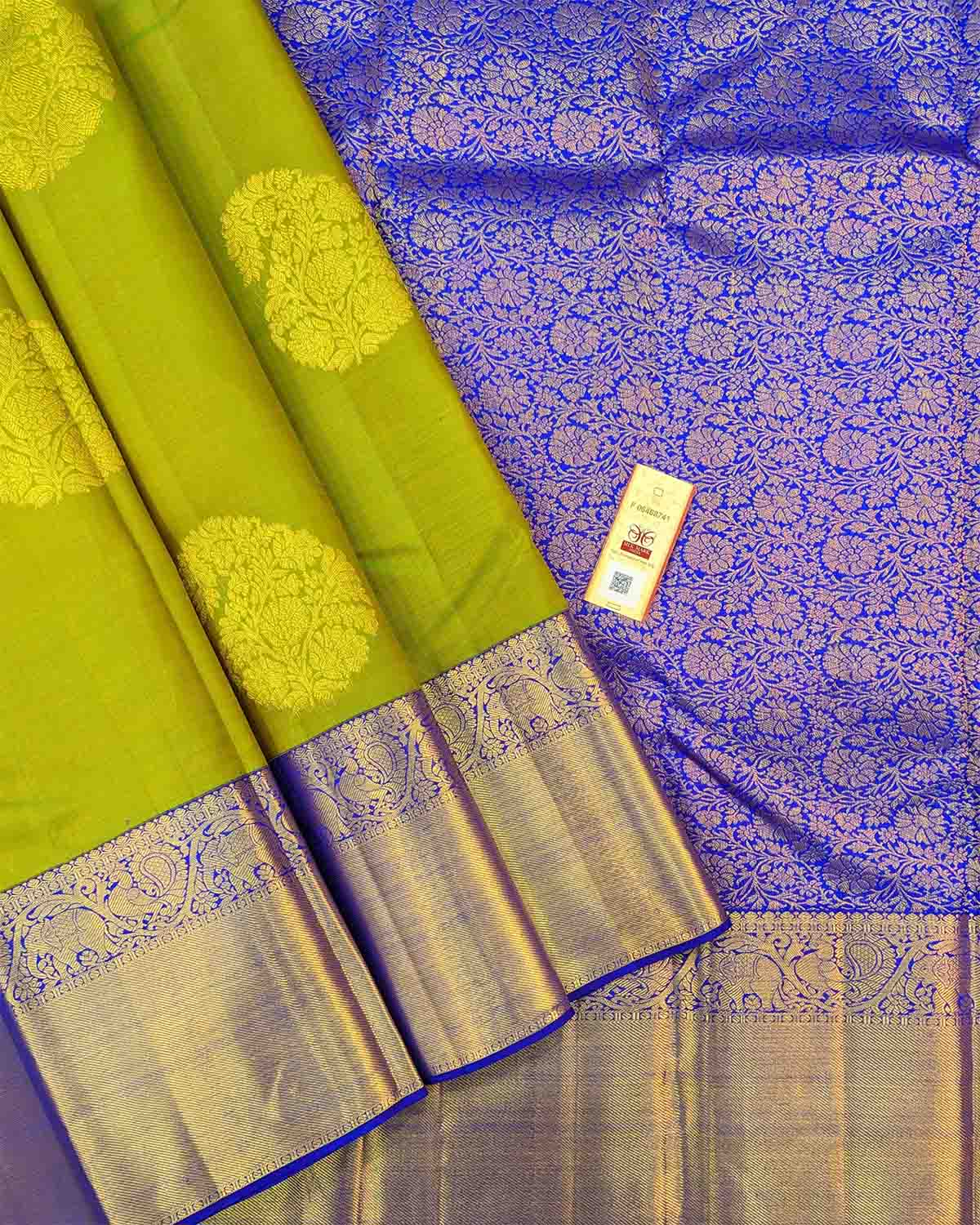 Exquisite Saree with Annam-Elephant Border and Floral Buttas