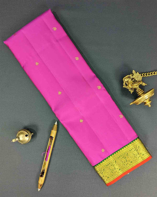 Vibrant Traditional Saree with Paisley Buttas and Annapakshi Border