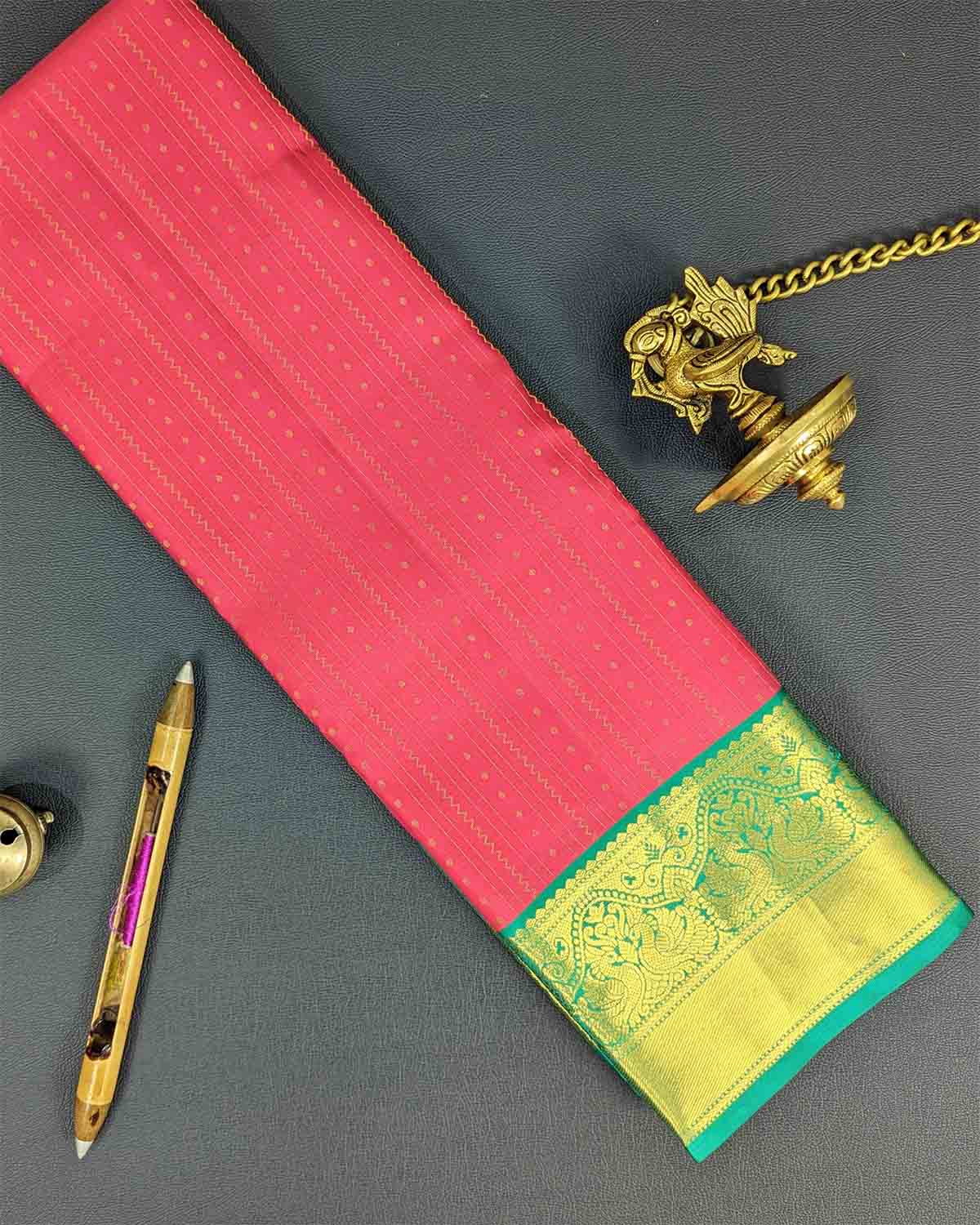 Elegant Saree with Chakra buttas and Contrast Annapakshi Border