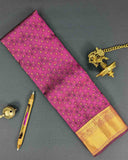 Chakra-Droplets Patterned Buttas Saree with Paisley Border