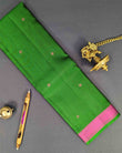 Bottle Green Kamalam Zari Buttas Silk Saree with Diamond Pallu