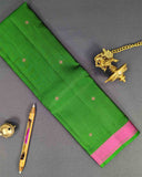 Bottle Green Kamalam Zari Buttas Silk Saree with Diamond Pallu
