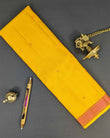 Sunset Yellow Kamalam Zari Buttas and Diamond Decorated Pallu