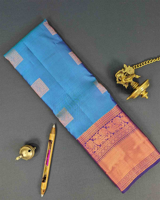 Exquisite Saree with Square Floral Buttas and Annam Border