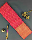 Self-border Saree with Diamond Zari Buttas and Annam Border