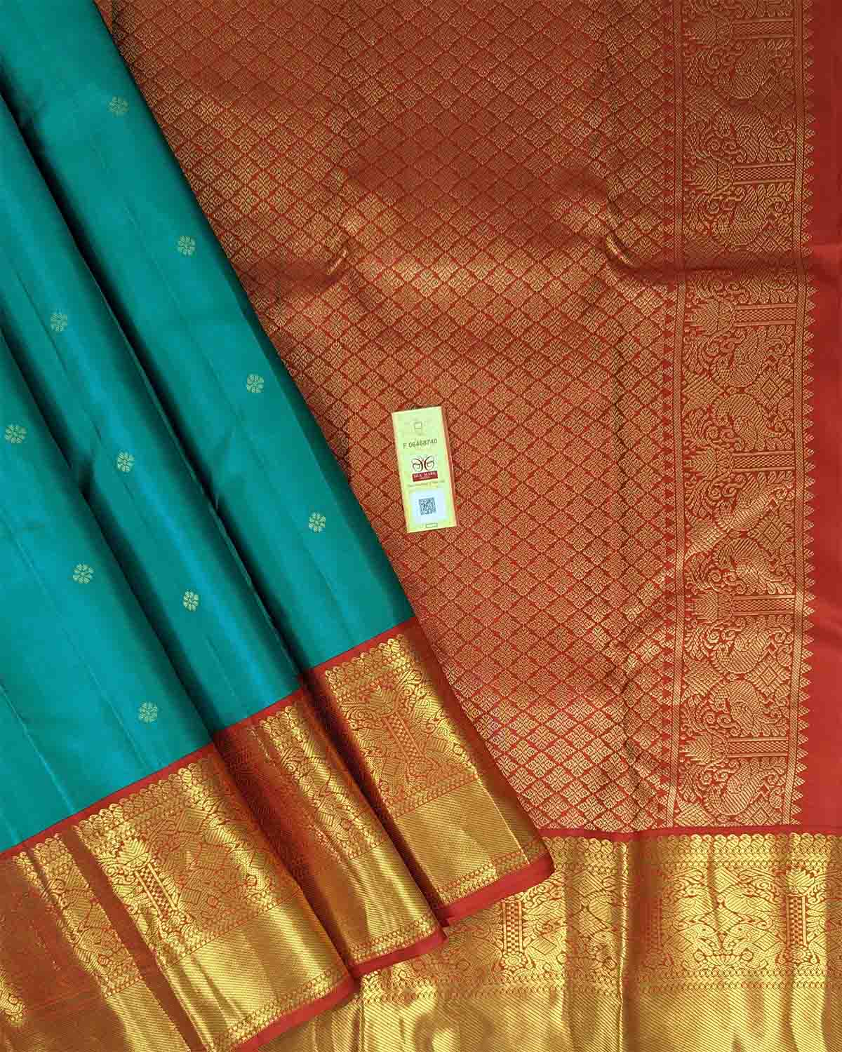 Vivid Kamalam Zari Buttas Traditional Saree with Annam Border