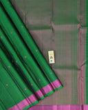 Bottle Green Kamalam Zari Buttas Silk Saree with Diamond Pallu