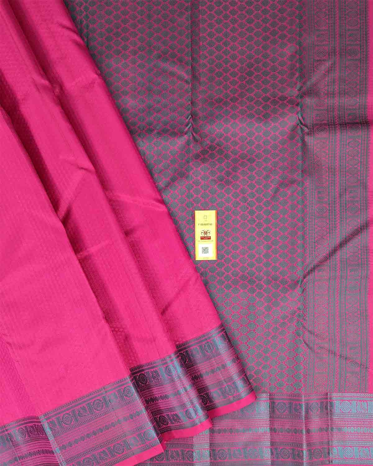 Self-border Saree with Diamond Zari Buttas and Annam Border