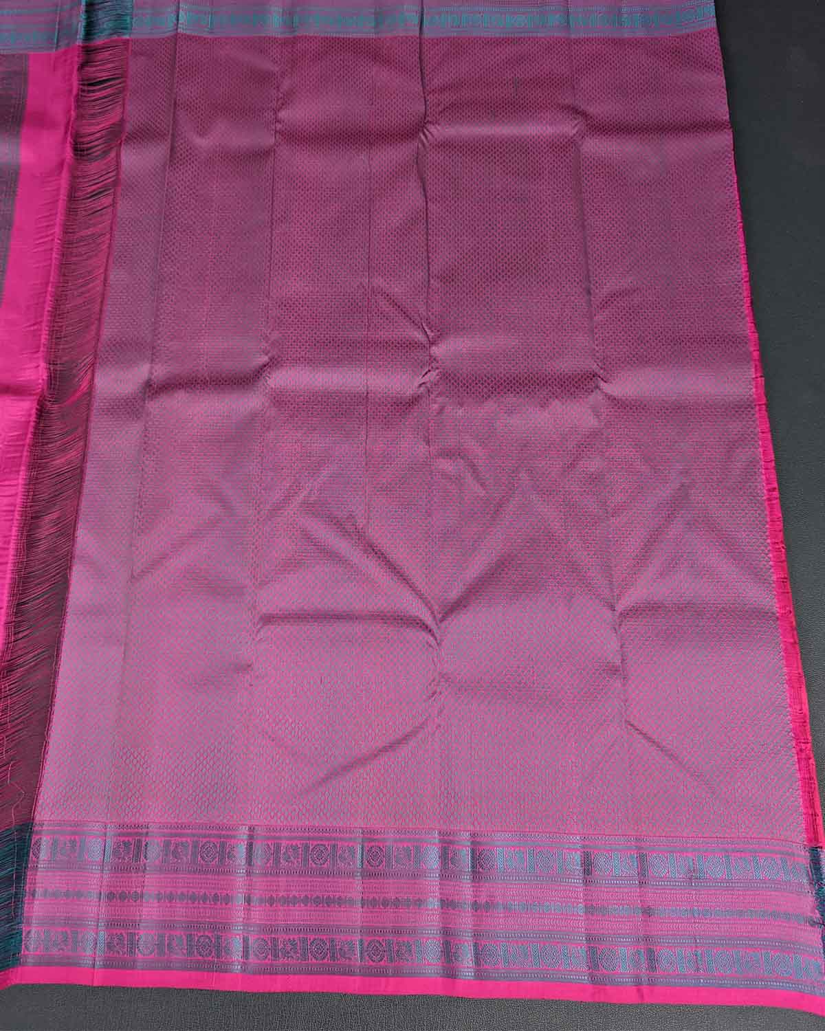 Self-border Saree with Diamond Zari Buttas and Annam Border